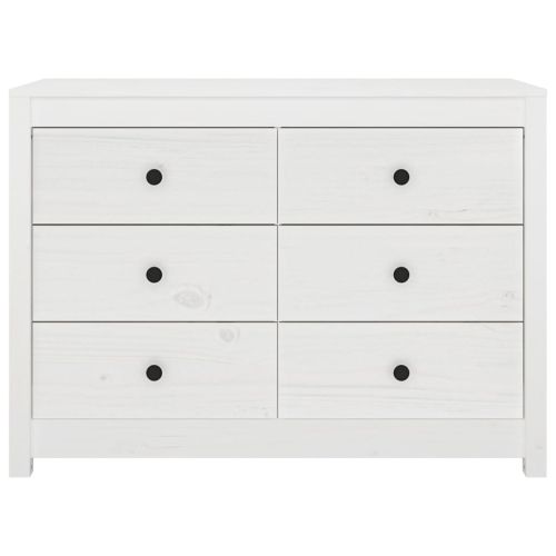 Страничен шкаф бял 100x40x72 см борово дърво масив