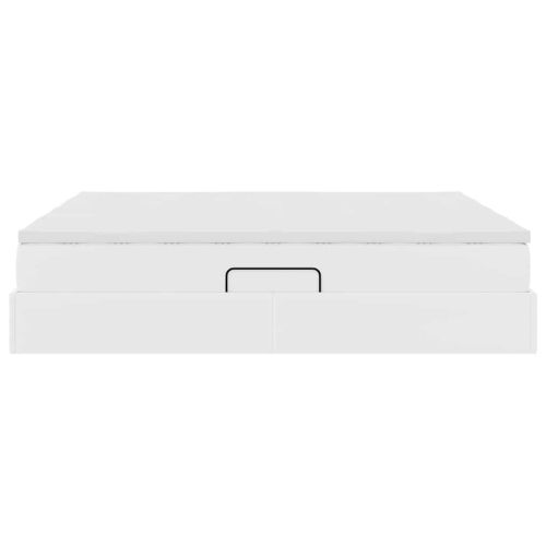 Легло с място за съхранение и матрак с матрак Бяло 200 x 200 cm