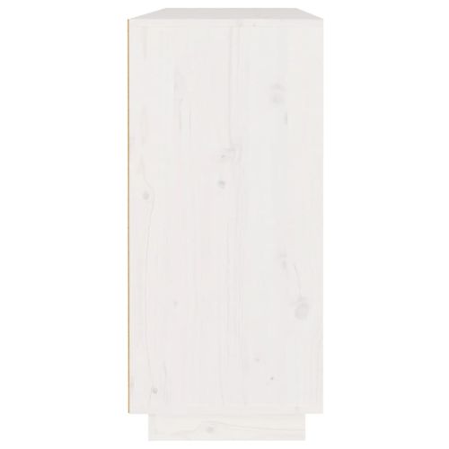 Сайдборд, бял, 110x34x75 см, бор масив