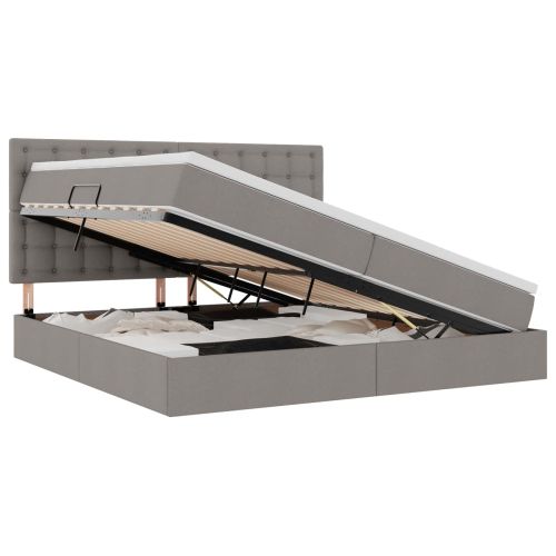 Легло с място за съхранение и матрак Таупе 200 x 200 cm