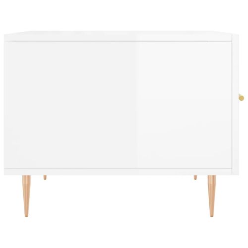 Кафе маси, 2 бр, Бял гланц, 50x50x40 см, инженерно дърво