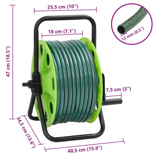 Свободностояща макара за маркуч с 30 м зелен маркуч PVC