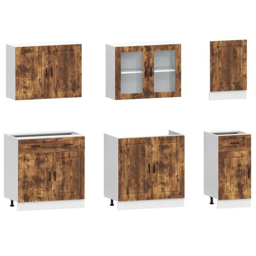 Комплект кухненски шкафове от 7 части Kalmar, инженерно дърво