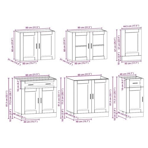 Комплект кухненски шкафове от 7 части Kalmar, инженерно дърво