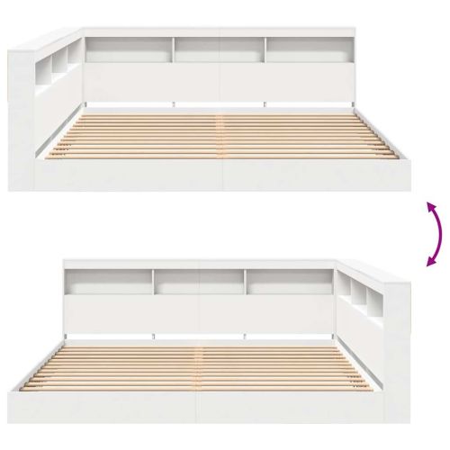 Легло с библиотека с таблото Бяло 180 x 200 cm Инженерно дърво