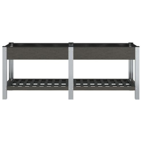 Градинска повдигната леха с рафт, сива, 200x50x75 см, WPC