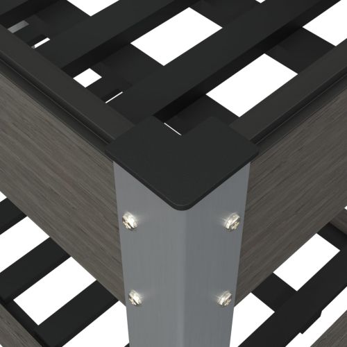 Градинска повдигната леха с рафт, сива, 200x50x75 см, WPC