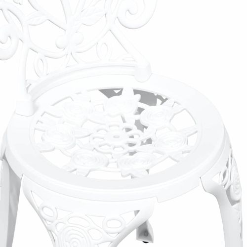 Градински бистро комплект 3 pcs Бяло Алуминий