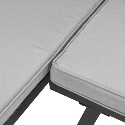 Градински пейки с възглавници 5 бр черен прахово боядисан метал