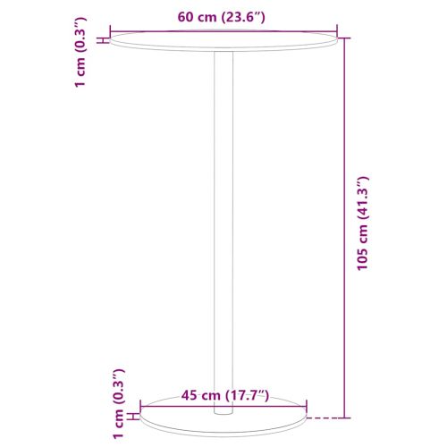Градинска маса, кръгла, черна, Ø60x105 см, стомана