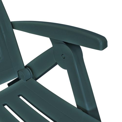 Шезлонг с подложка за крака, пластмаса, зелен