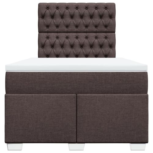 Боксспринг легло с матрак, тъмнокафяво, 120x190 см, плат