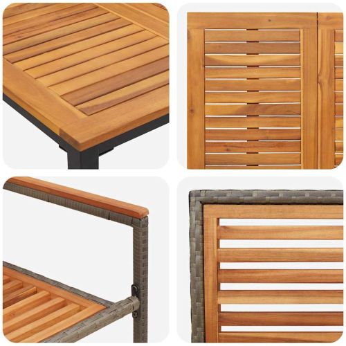 Комплект за хранене в градината 5 pcs Сив и кафяв полиратан