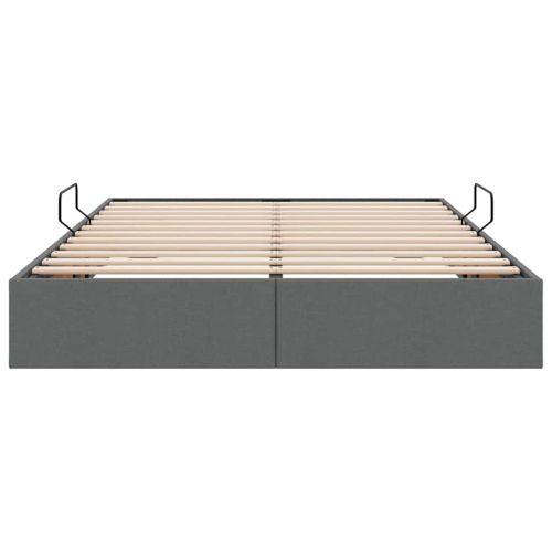 Легло с място за съхранение Тъмен сив 135 x 190 cm текстил