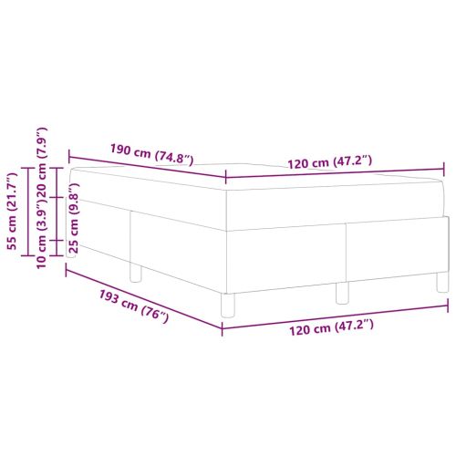 Рамка за легло с матрак Тъмен кафяв 120 x 190 cm текстил
