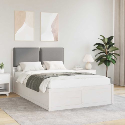 Леглова рамка с тапицирана гръбна част Светлосиво 120 x 200 cm