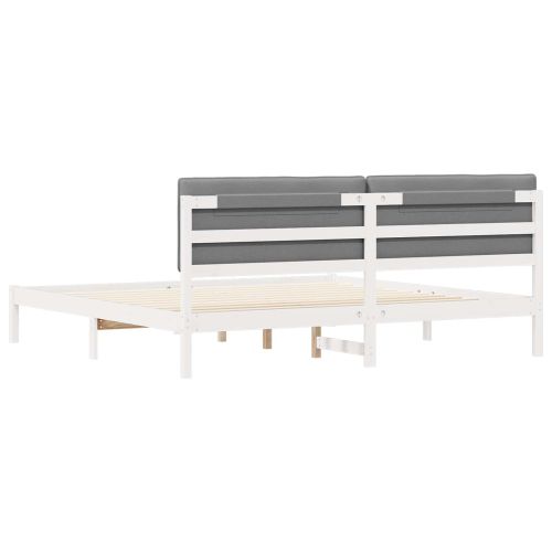 Леглова рамка с тапицирана гръбна част Светлосиво 200 x 200 cm