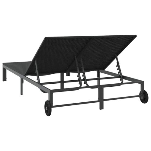 Шезлонг Черно 206 x 115 x 75 см полиратан