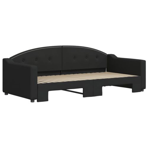 Канапе с изтеглящо разтегателно легло черно 90x190 см плат