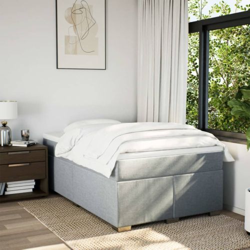 Боксспринг легло с матрак, светлосиво, 120x190 см, плат