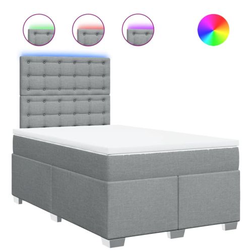 Боксспринг легло с матрак, светлосиво, 120x190 см, плат