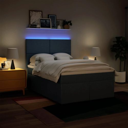 Боксспринг легло с матрак, синьо, 160x200 см, плат