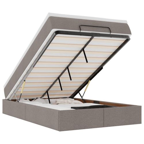 Османска легло с матрак, таупе, 120x190 см, плат