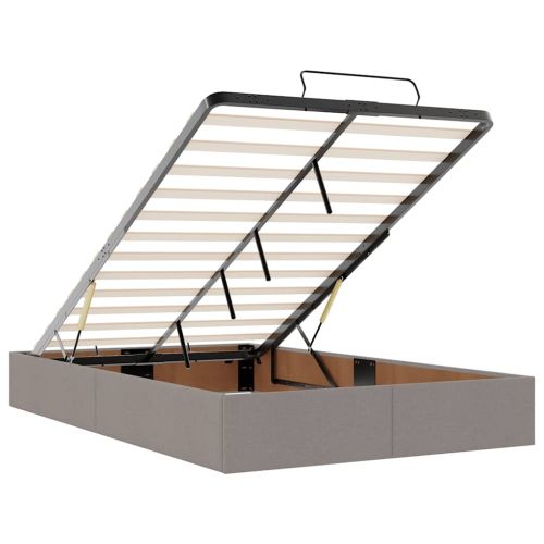 Османска легло с матрак, таупе, 120x190 см, плат