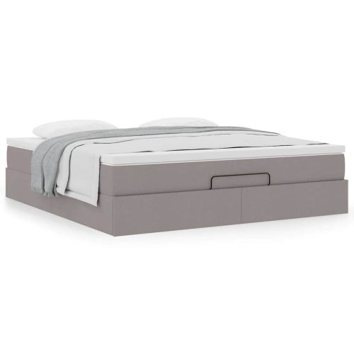 Османска легло с матрак, таупе, 180x200 см, плат