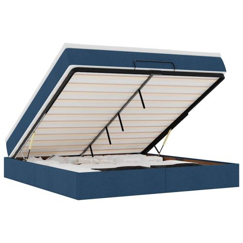 Османска легло с матрак, синьо, 180x200 см, плат