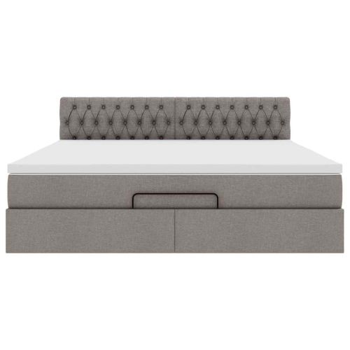 Османска легло с матрак, таупе, 160x200 см, плат