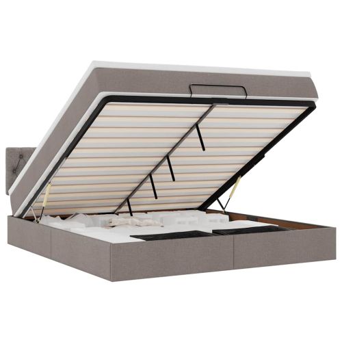 Османска легло с матрак, таупе, 180x200 см, плат