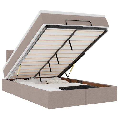 Османска легло с матрак и LED, таупе, 120x190 см, плат