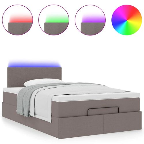 Османска легло с матрак и LED, таупе, 120x190 см, плат
