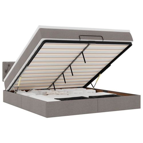 Османска легло с матрак и LED, таупе, 180x200 см, плат