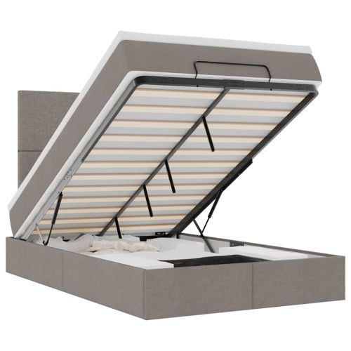 Османска легло с матрак, таупе, 120x190 см, плат