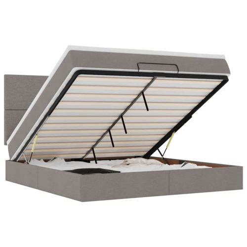 Османска легло с матрак, таупе, 160x200 см, плат