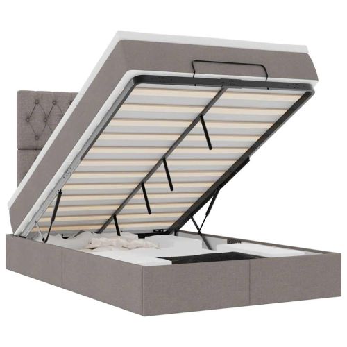 Османска легло с матрак, таупе, 120x190 см, плат