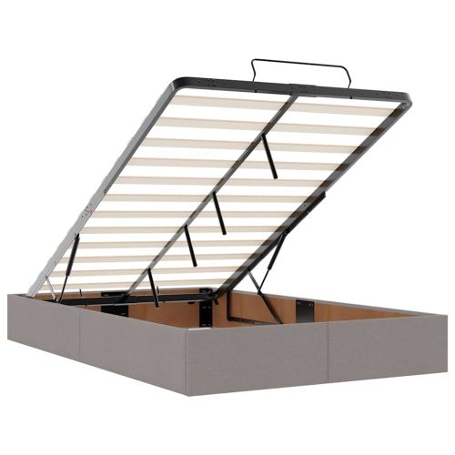 Османска легло с матрак, таупе, 120x190 см, плат