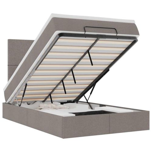 Османска легло с матрак и LED, таупе, 120x190 см, плат