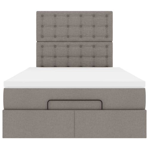 Османска легло с матрак и LED, таупе, 120x190 см, плат