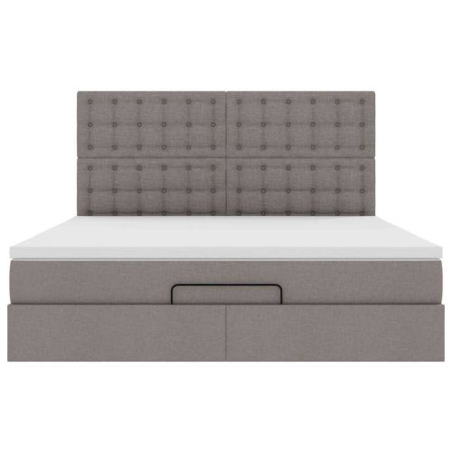 Османска легло с матрак и LED, таупе, 160x200 см, плат