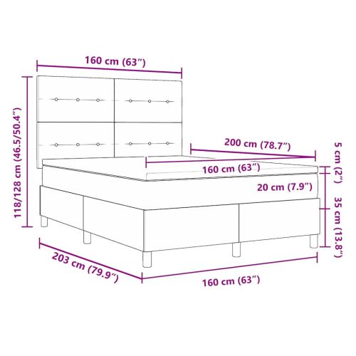 Легло с пружинирана основа с матрак Синьо 160 x 200 cm текстил
