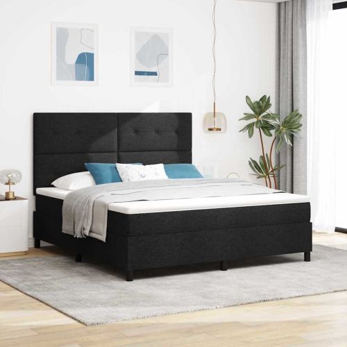 Легло с пружинирана основа с матрак Черно 180 x 200 cm текстил