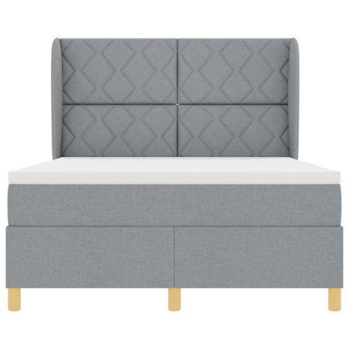 Легло с пружинирана основа Светлосиво 200 x 160 см текстил