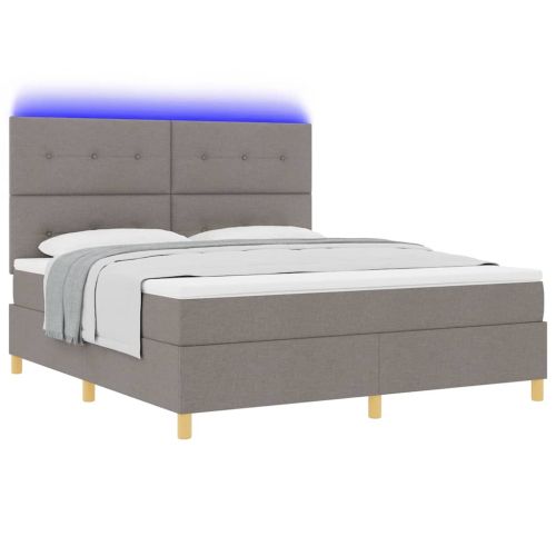 LED кутия за пружини с легло Таупе 180 x 200 cm текстил
