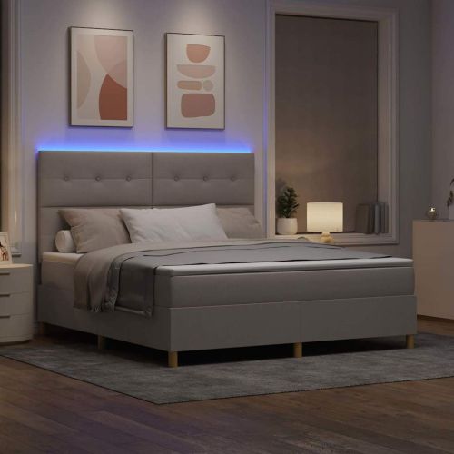 LED кутия за пружини с легло Таупе 180 x 200 cm текстил