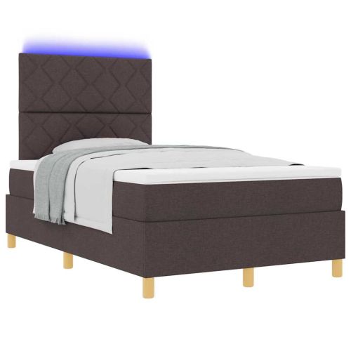 LED кутия за пружини с легло Тъмен кафяв 120 x 190 cm текстил