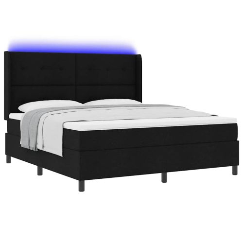 LED кутия за пружини с легло Черно 180 x 200 cm текстил