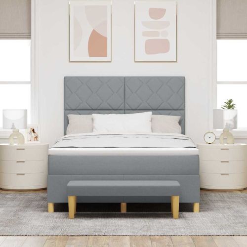 Легло с пружинирана основа Светлосиво 160 x 200 cm текстил